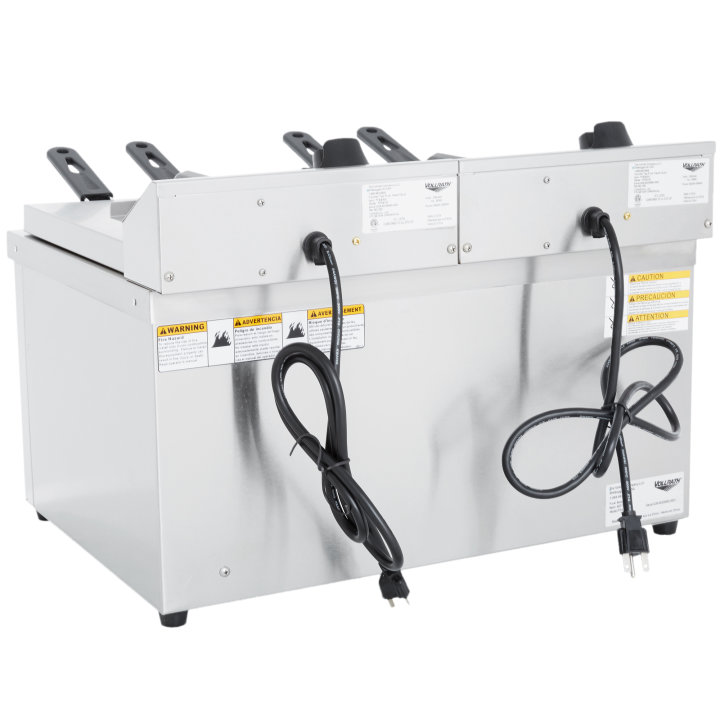 Double-well 208- to 240-volt 15-lb medium duty Cayenne® countertop deep fryer