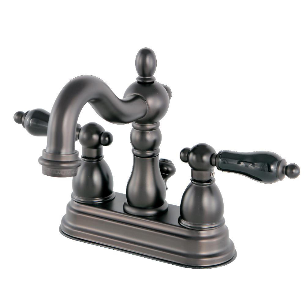Double-Handle 4" Centerset Bathroom Faucet with Brass Pop-Up, Oil Rubbed Bronze with 4 Finish Options