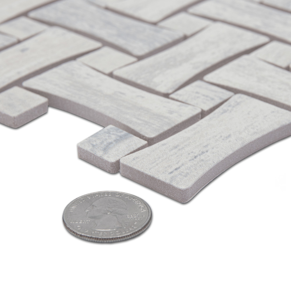 Cassis Dog Bone Basketweave White w/ White Dot 10 in. x 10 in. Porcelain Mosaic Tile