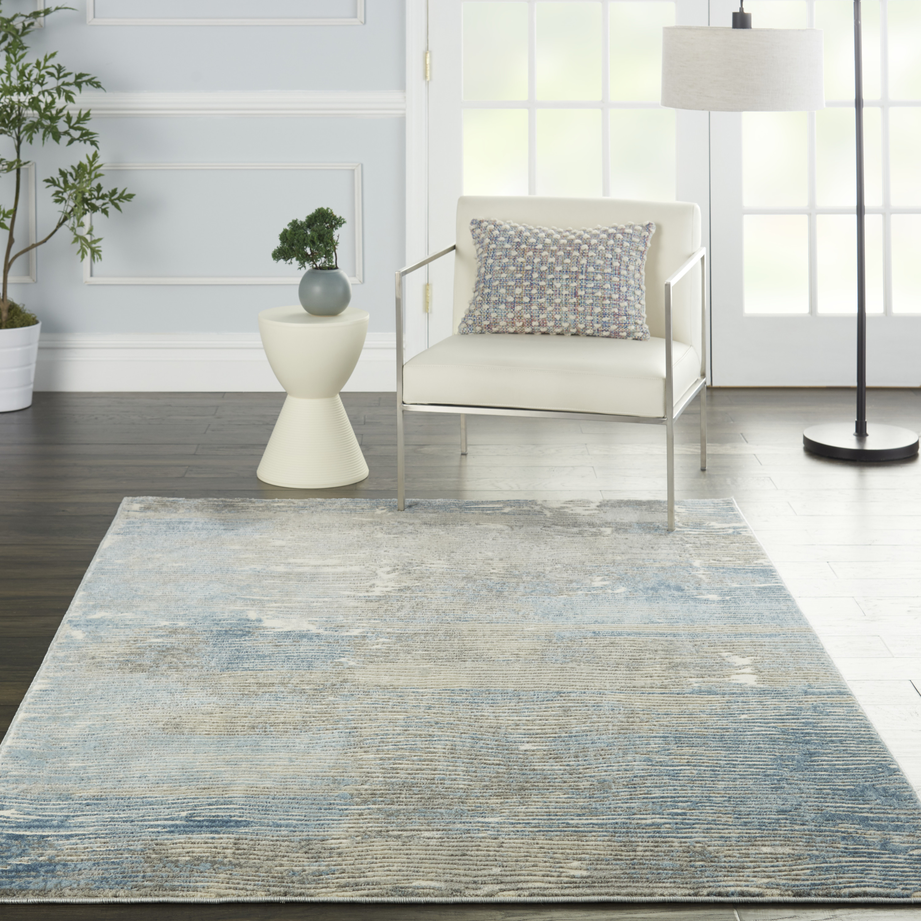 Nourison Solace 5'3" x 7'3" Ivory Grey Blue Modern Indoor Rug