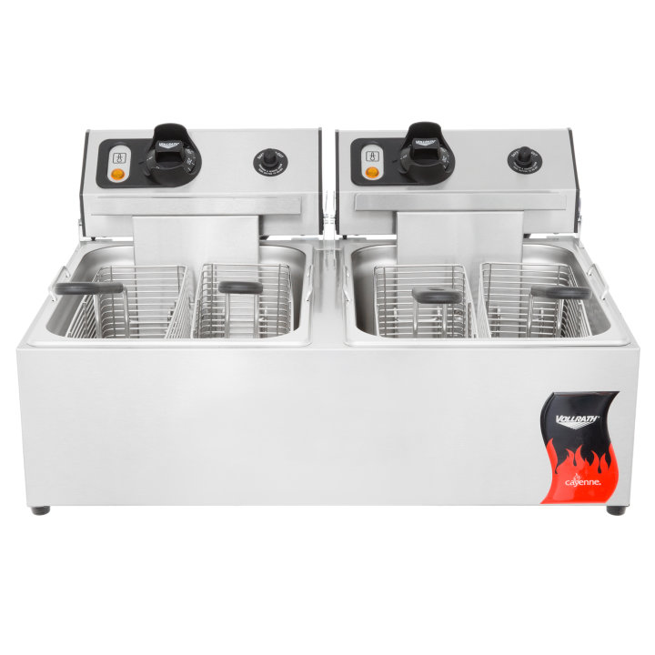 Double-well 120-volt 10-lb standard-duty Cayenne® countertop deep fryer