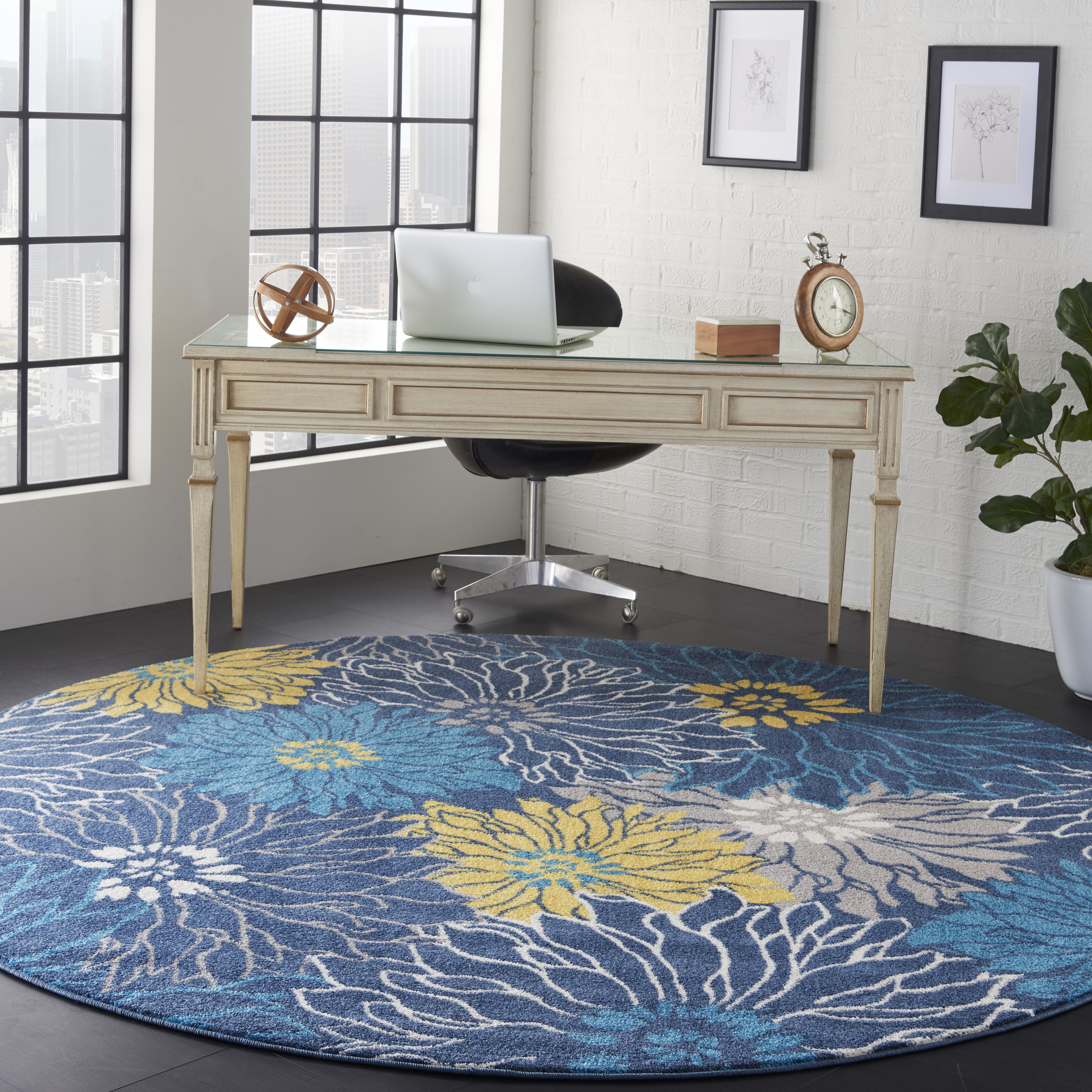 Nourison Passion 8' x Round Blue Contemporary Indoor Rug
