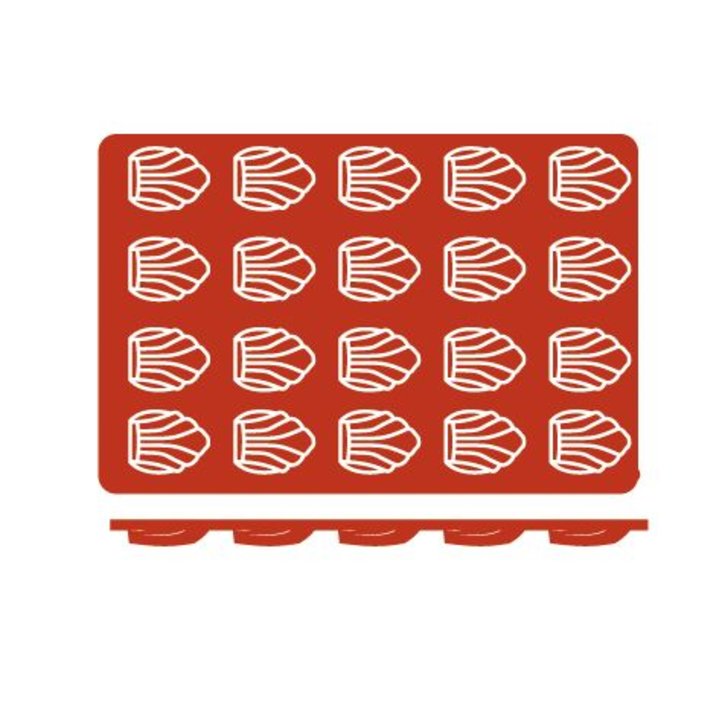 Moule en silicone GN 1/3 en forme de Madeleine de 3.8 x 3 cm