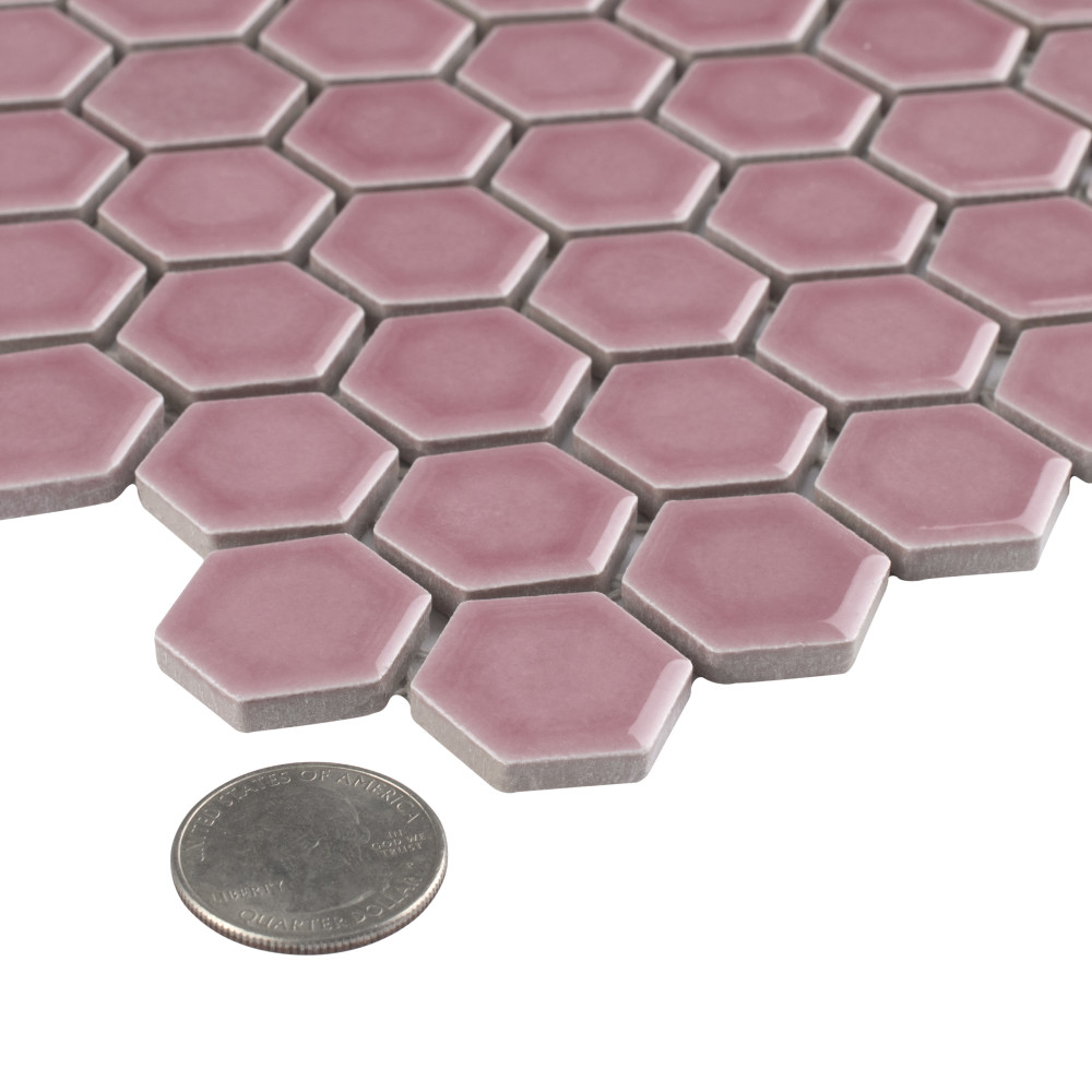 Tribeca 1″ Hex Glossy Blush 10-1/4 in. x 11-7/8 in. Porcelain Mosaic Tile