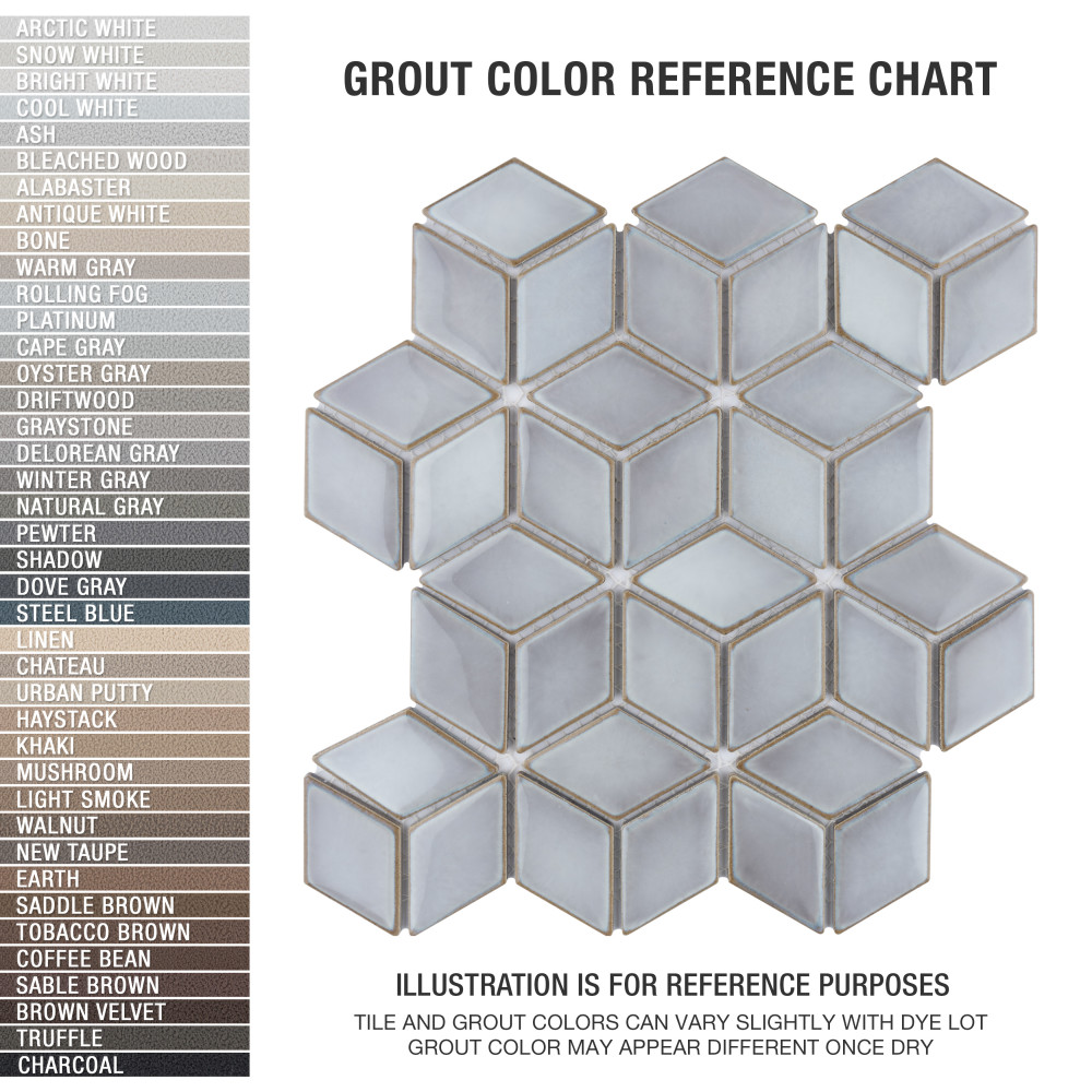 Hudson Rhombus Grey Eye 10-1/4 in. x 11-3/4 in. Porcelain Mosaic Tile