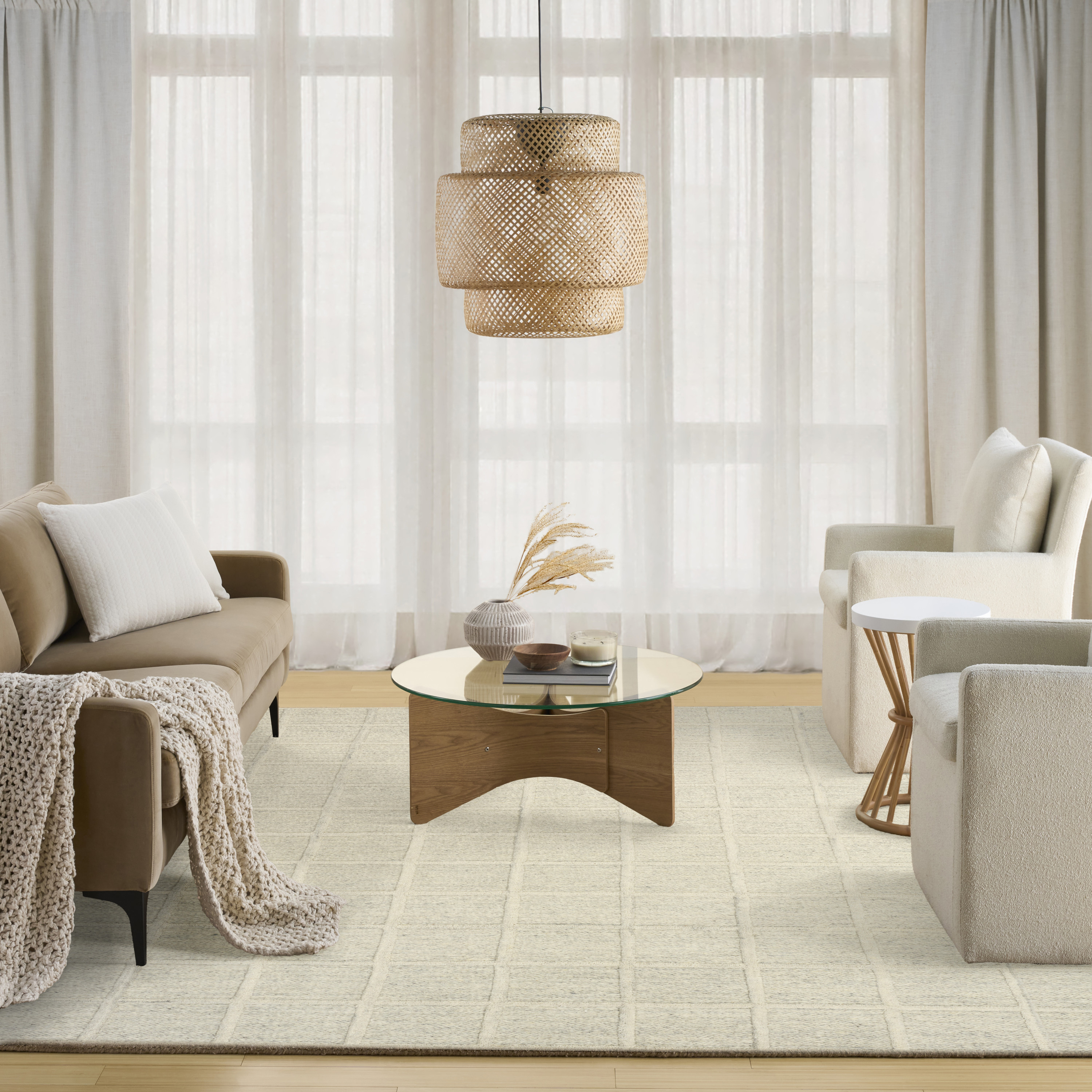 DKNY Pure Framework 8' x 10' Ivory Modern Indoor Rug