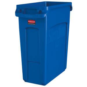 Rubbermaid Commercial, Vented Slim Jim®, 16 gal, Resin, Blue, Rectangle, Receptacle