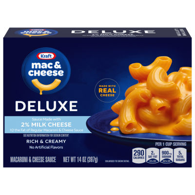 Kraft Deluxe Macaroni & Cheese Dinner with Sauce made from 2% Milk Cheese, 14 oz Box