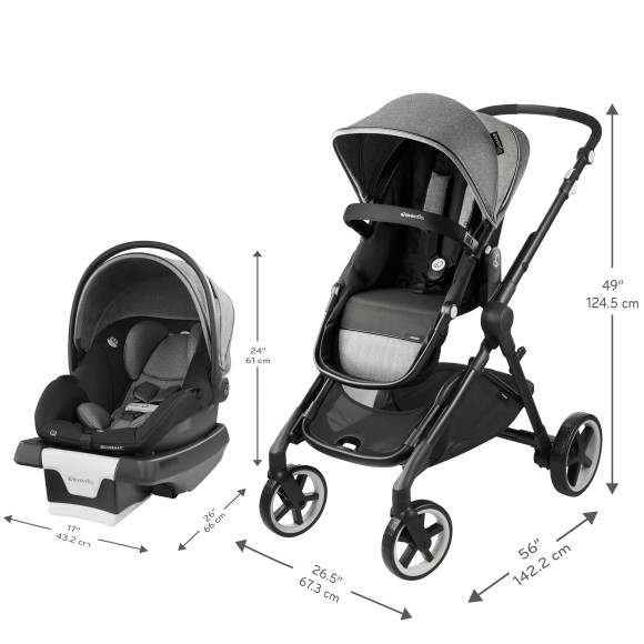 Evenflo GOLD SensorSafe Pivot Xpand Smart Modular Travel System with SecureMax Infant Car Seat Specifications