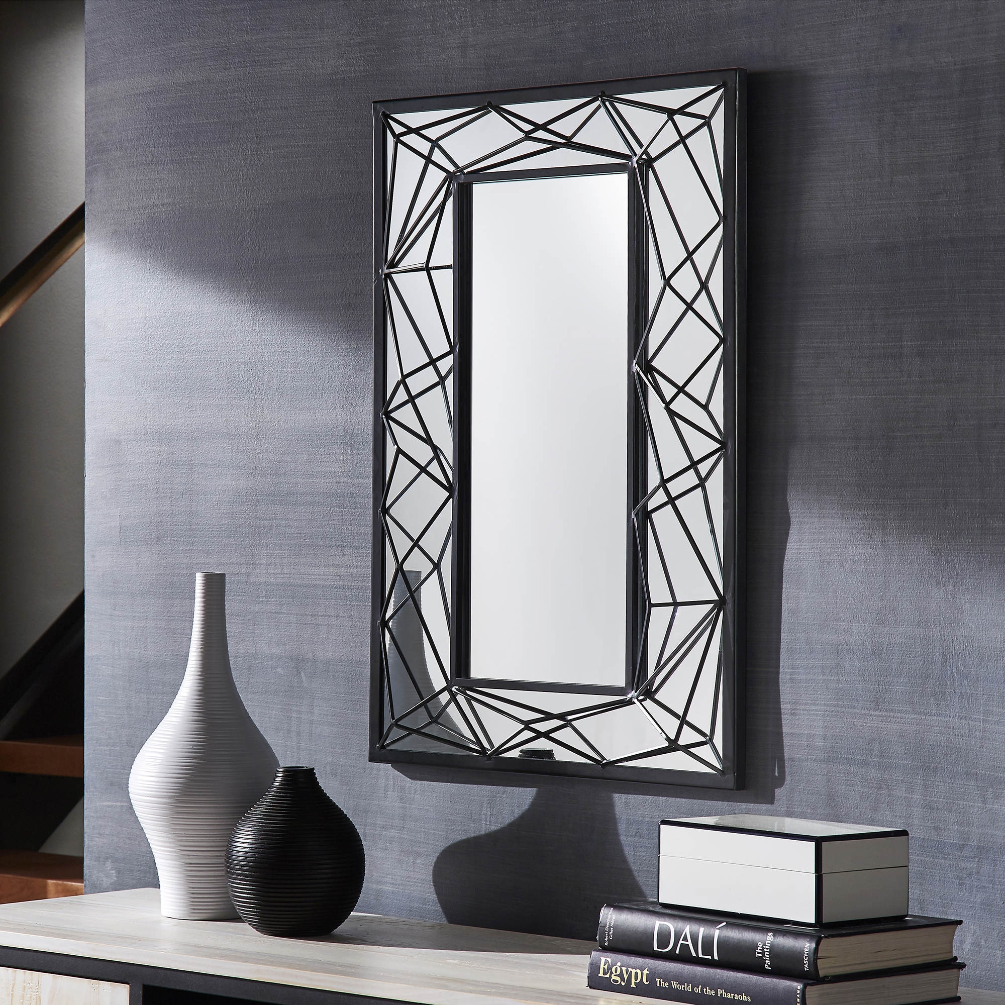Metal Geometric Rectangular Wall Mirror