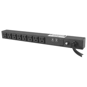Basic Power Strip, Horizontal Rack-Mount, 110-125V, Single-Phase, 20A, 1.9 kW, NEMA L5-20P Plug, Black