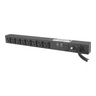 Basic Power Strip, Horizontal Rack-Mount, 110-125V, Single-Phase, 20A, 1.9 kW, NEMA L5-20P Plug, Black