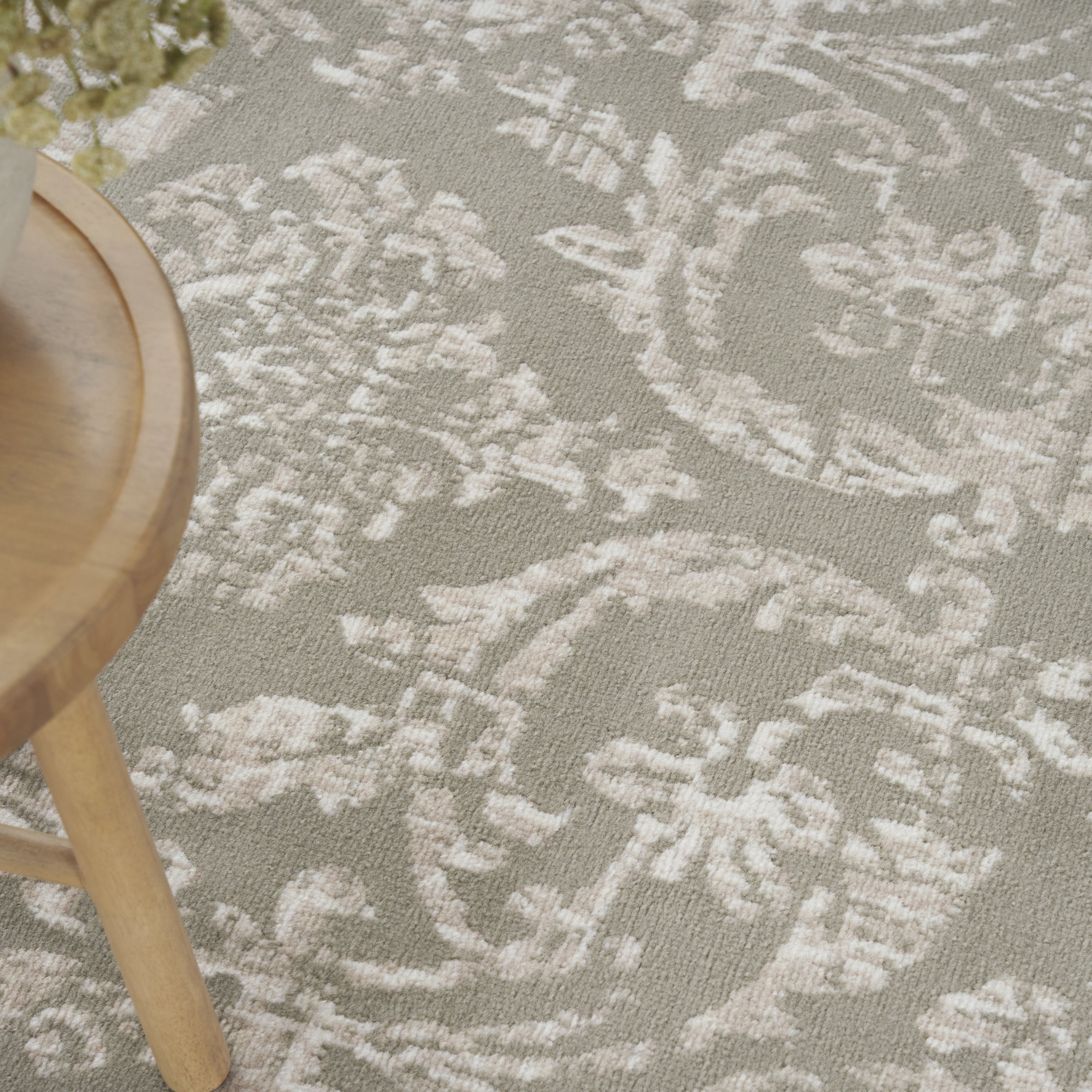 Nourison Jubilant 5'3" x Round Olive Vintage Indoor Rug