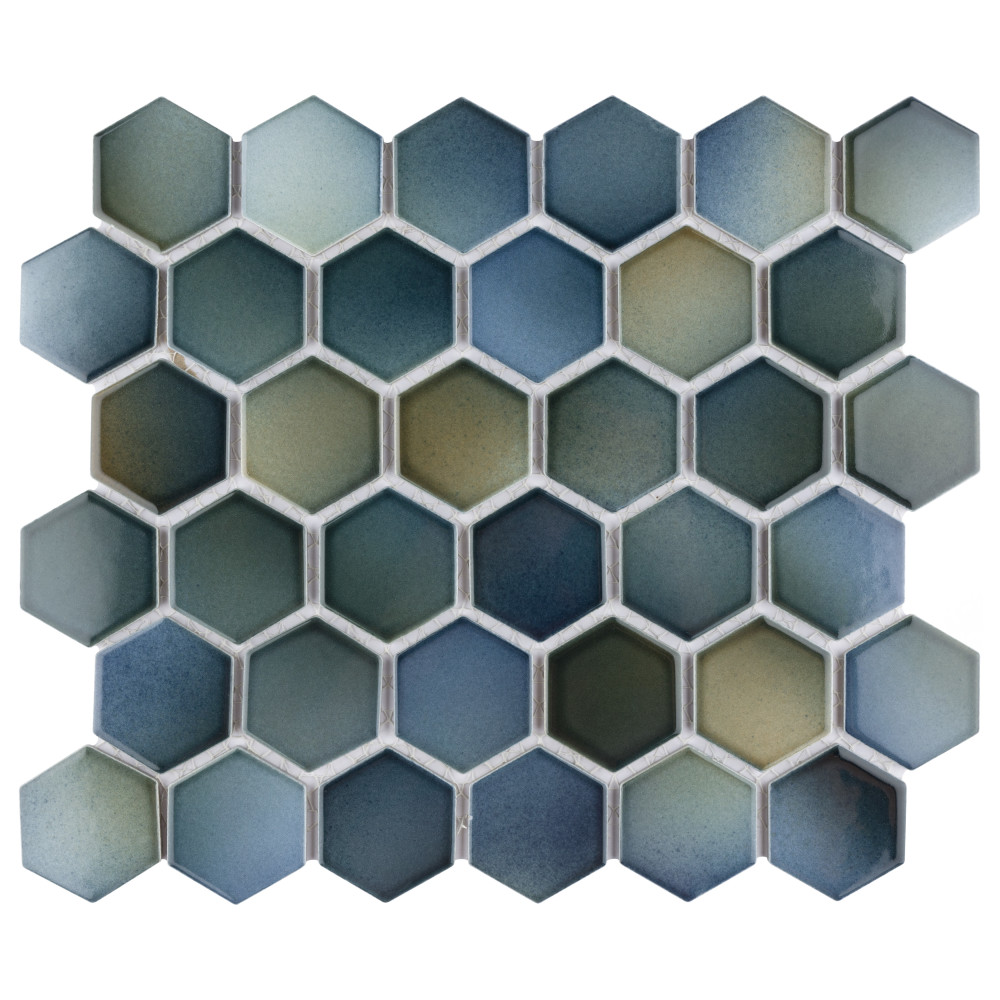 Hudson Due 2″ Hex Atlantis 10-7/8 in. x 12-5/8 in. Porcelain Mosaic Tile