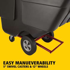 RUB1304BK, Rubbermaid Commercial, Rotomolded Tilt Truck, Utility Duty, 1/2 Cubic Yard, Black