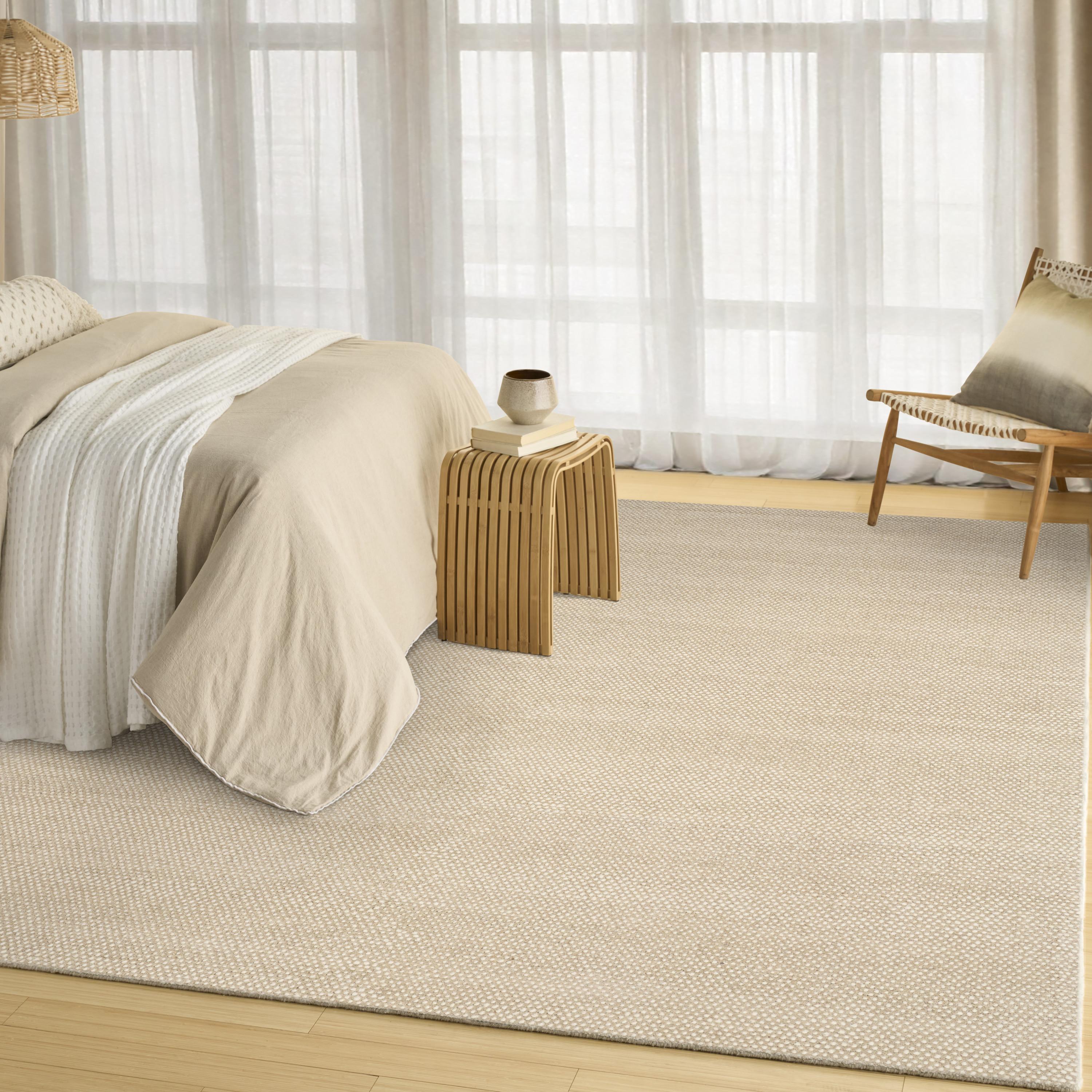 DKNY Pure Rows 5'3" x 7'3" Ivory Taupe Farmhouse Indoor Rug