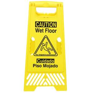 Impact, Vented, English/Spanish, "Caution", Wet Floor Sign, Yellow, 25"