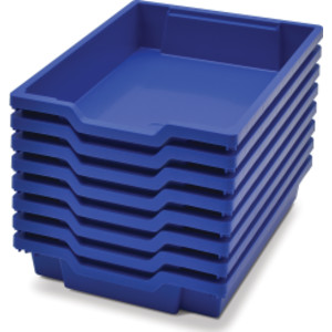 Shallow F1 Tray, Royal Blue, 12.3" x 16.8" x 3", Heavy Duty School, Industrial & Utility Bins, Pack of 8