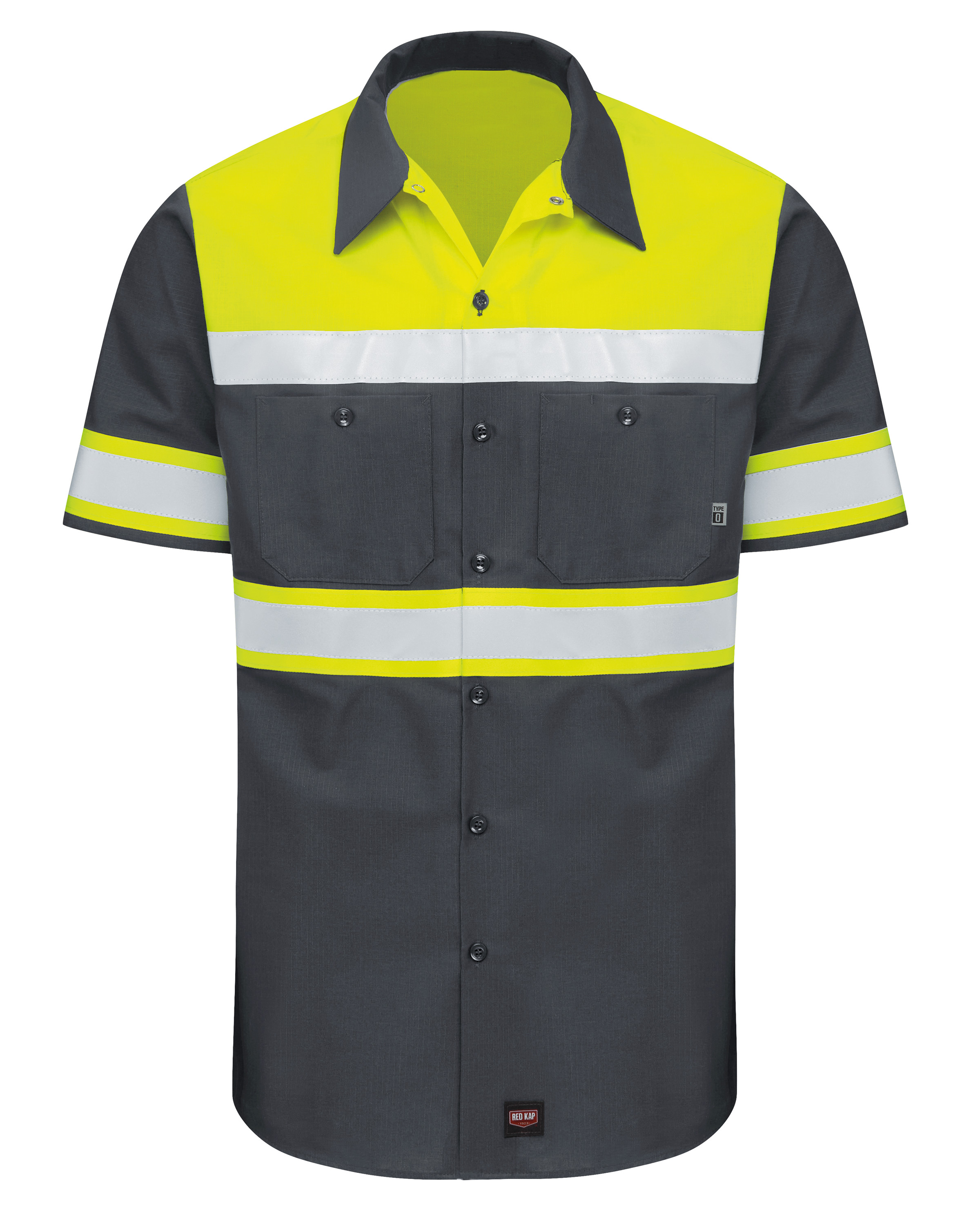 Camisa de trabajo Red Kap para hombre de alta visibilidad manga corta bloque de color Ripstop - tipo - Imagen 7 de 11