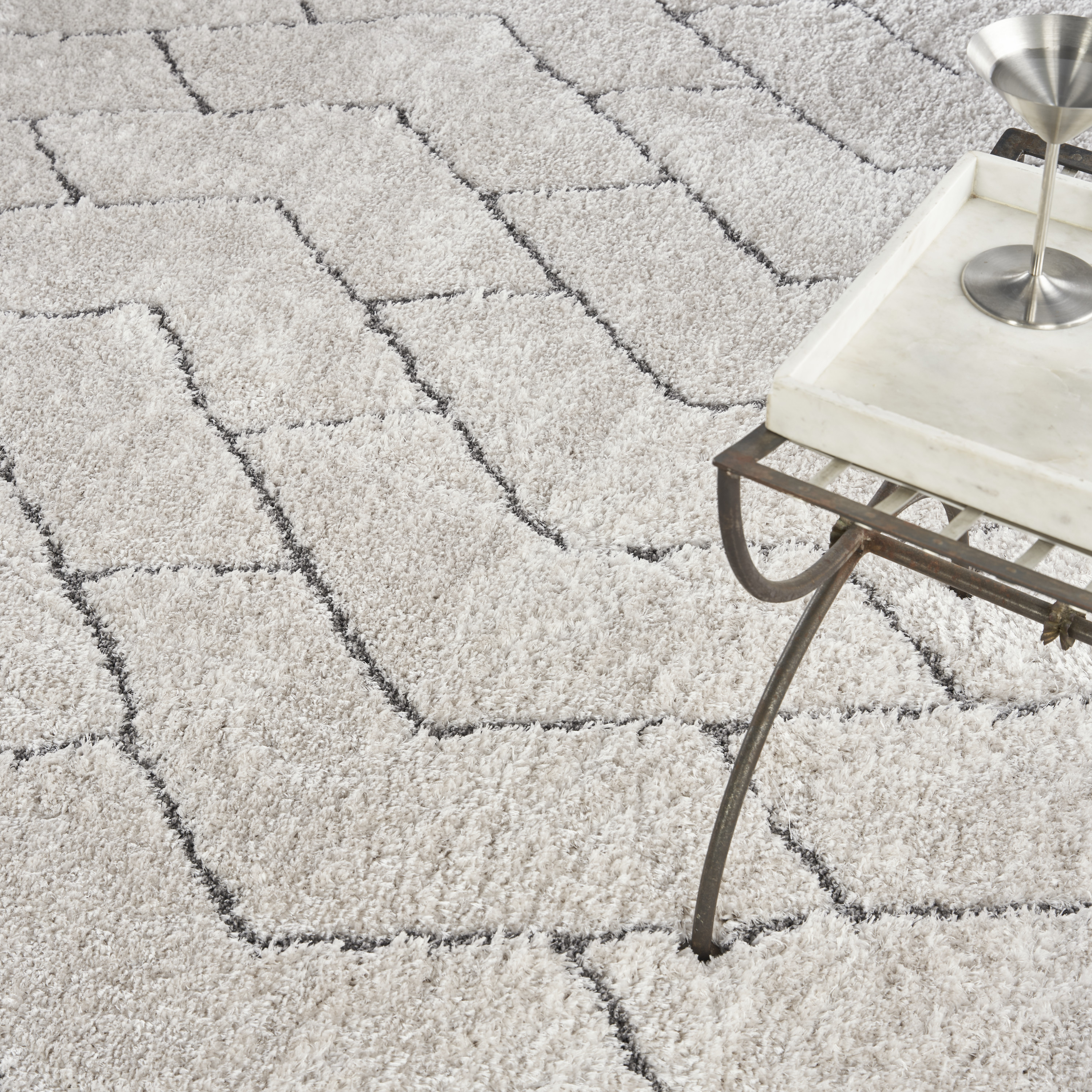 Nourison Dreamy Shag 7'10" x 9'10" Ivory Grey Shag Indoor Rug