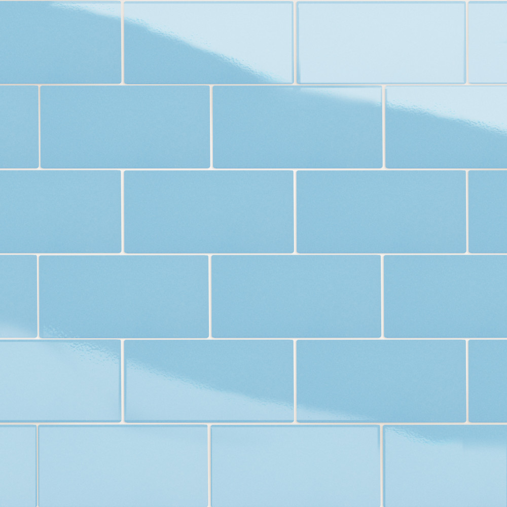 Piscina Brick Glossy Blue 4.75x9.63 Rectangle Porcelain Floor and Wall Digital Pattern