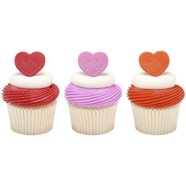 Shimmer Hearts Cupcake Rings
