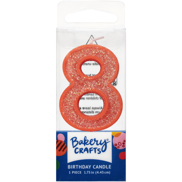 8 Mini Glitter Numeral Candles
