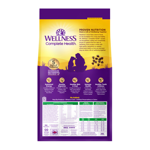 Wellness Complete Health Grain Free Lamb & Lamb Meal back packaging