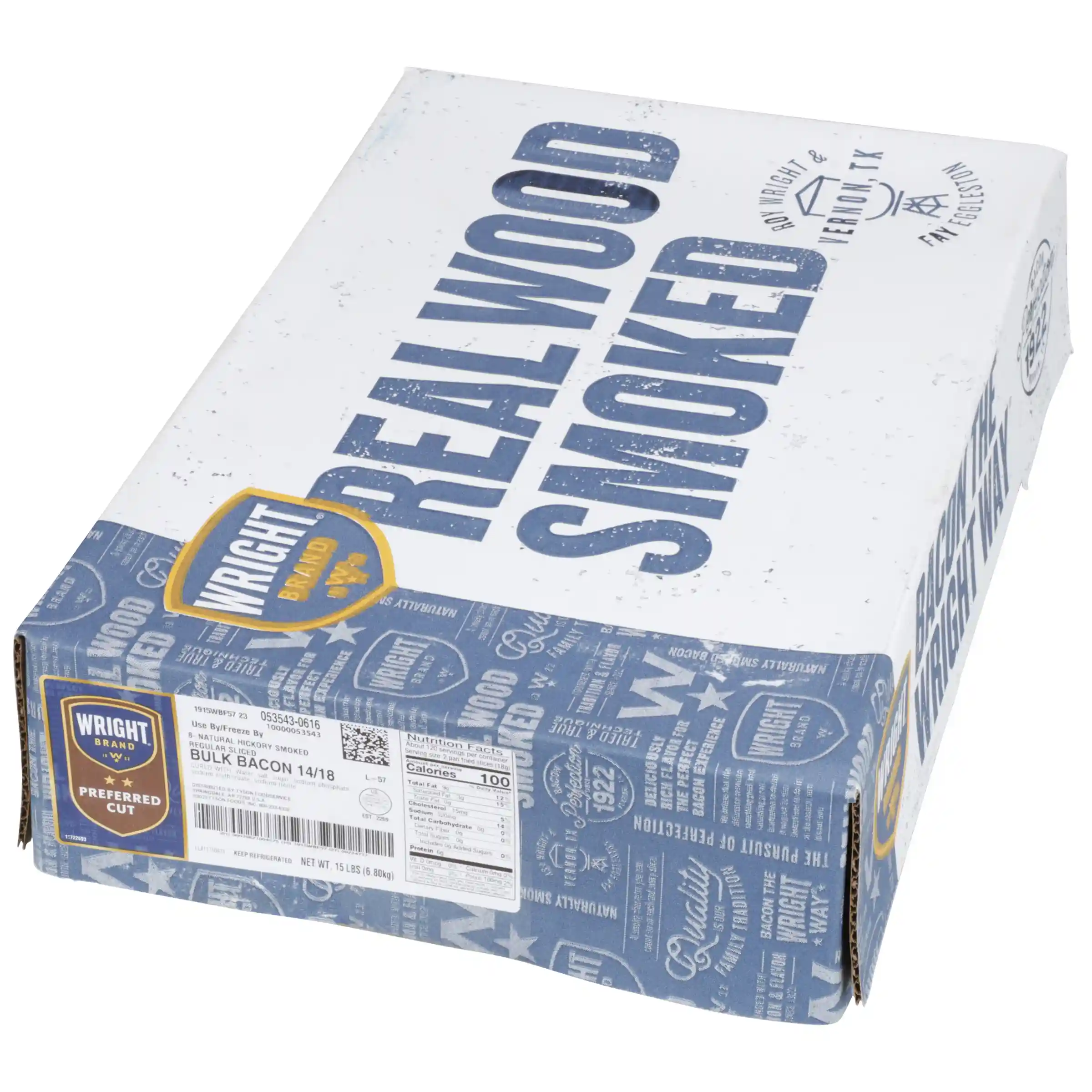 Wright® Brand Natural Hickory Smoked Regular Sliced Bulk Bacon 14/18_image_5