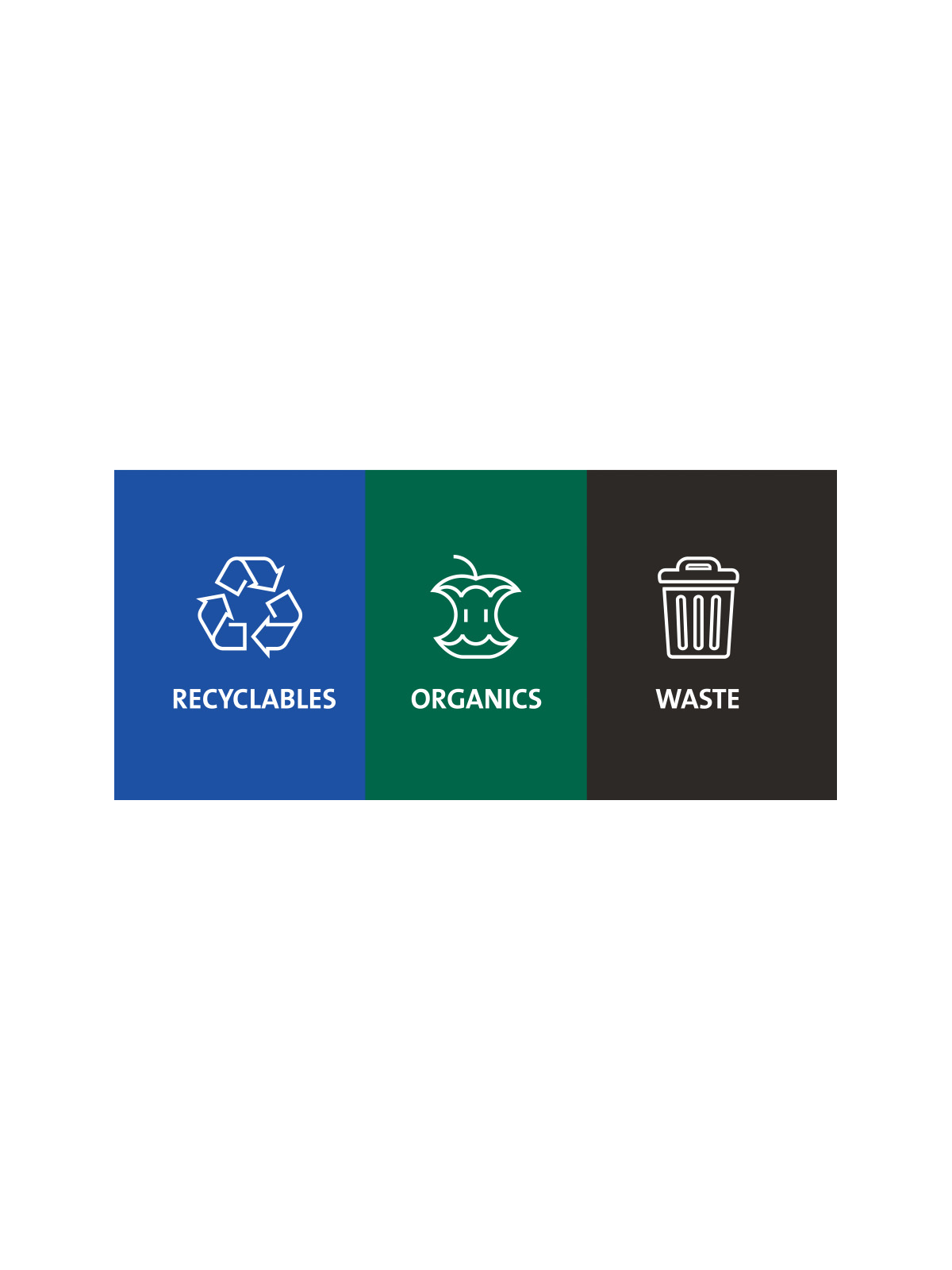 Colored recyclables, organics and waste signage for Busch Systems Sessanta containers