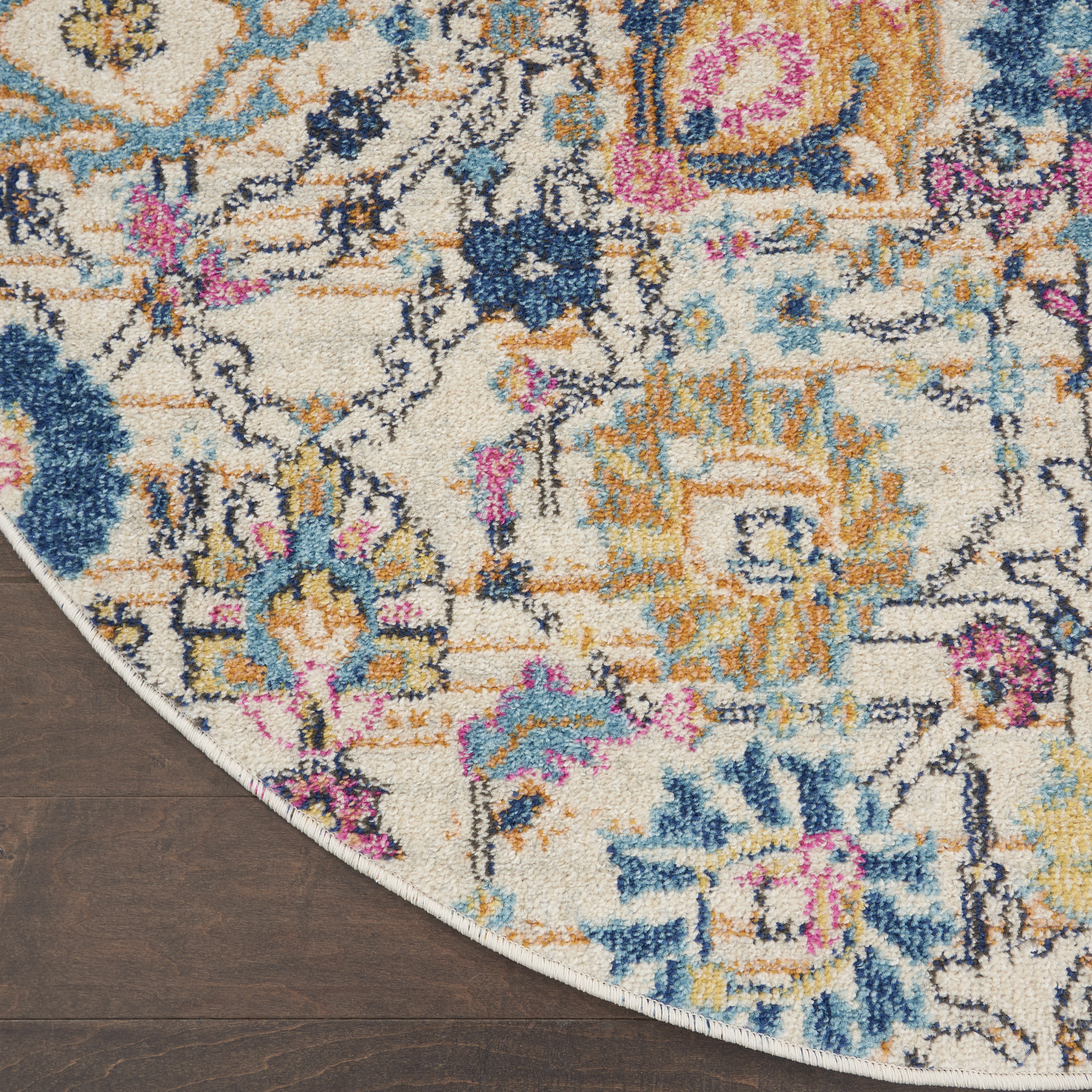 Nourison Passion 5' x Round Ivory Multicolor Bohemian Indoor Rug