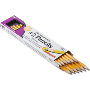 Pre-Sharpened #2 Pencil with Eraser, Yellow, Pack of 12