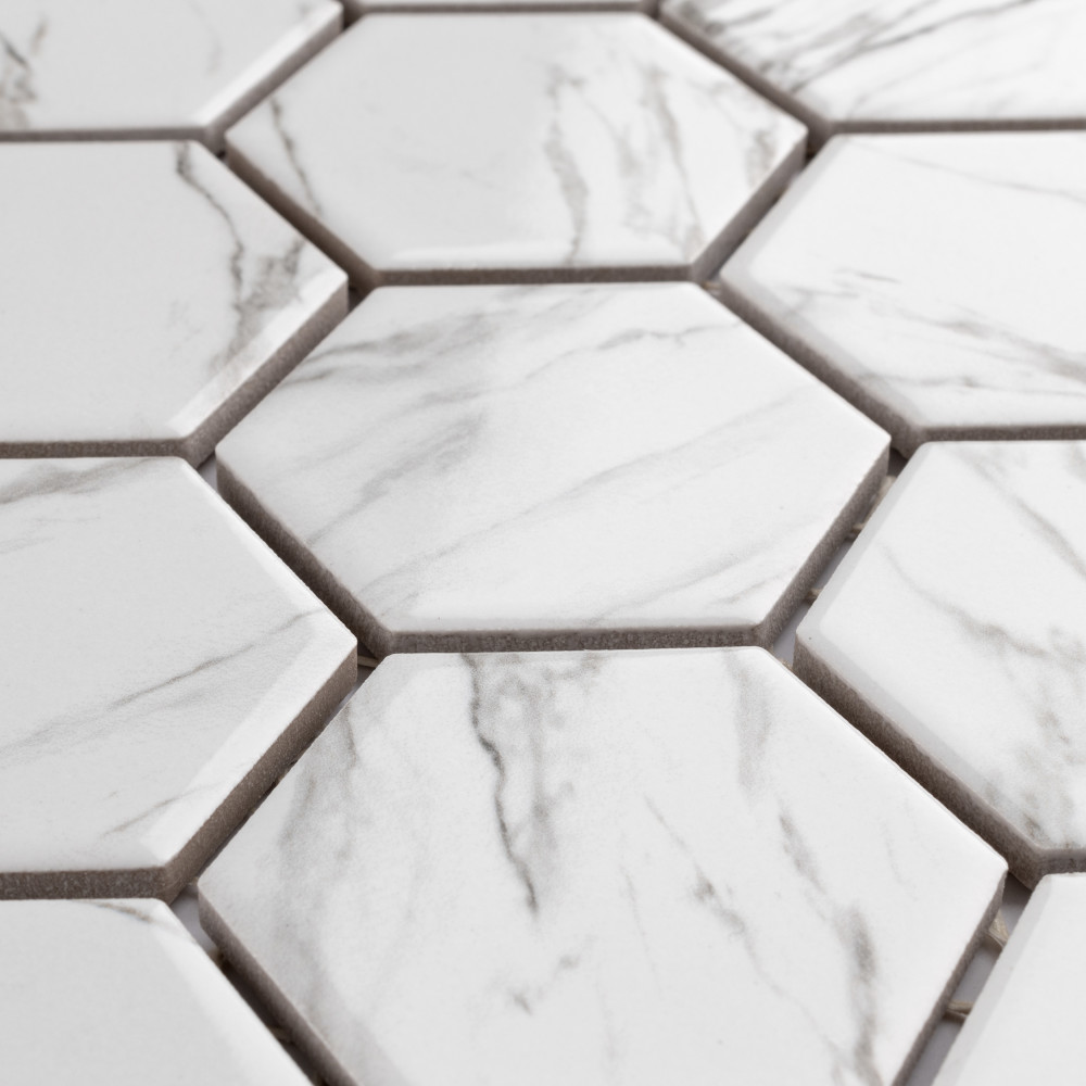 Flo 2″ Hex White 11-1/8 in. x 12-5/8 in. Porcelain Mosaic Tile