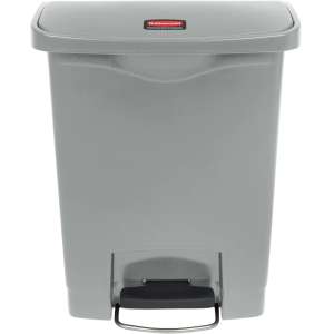 Rubbermaid Commercial, Streamline, Step-On, 8 gal, Resin, Gray, Rectangle, Receptacle