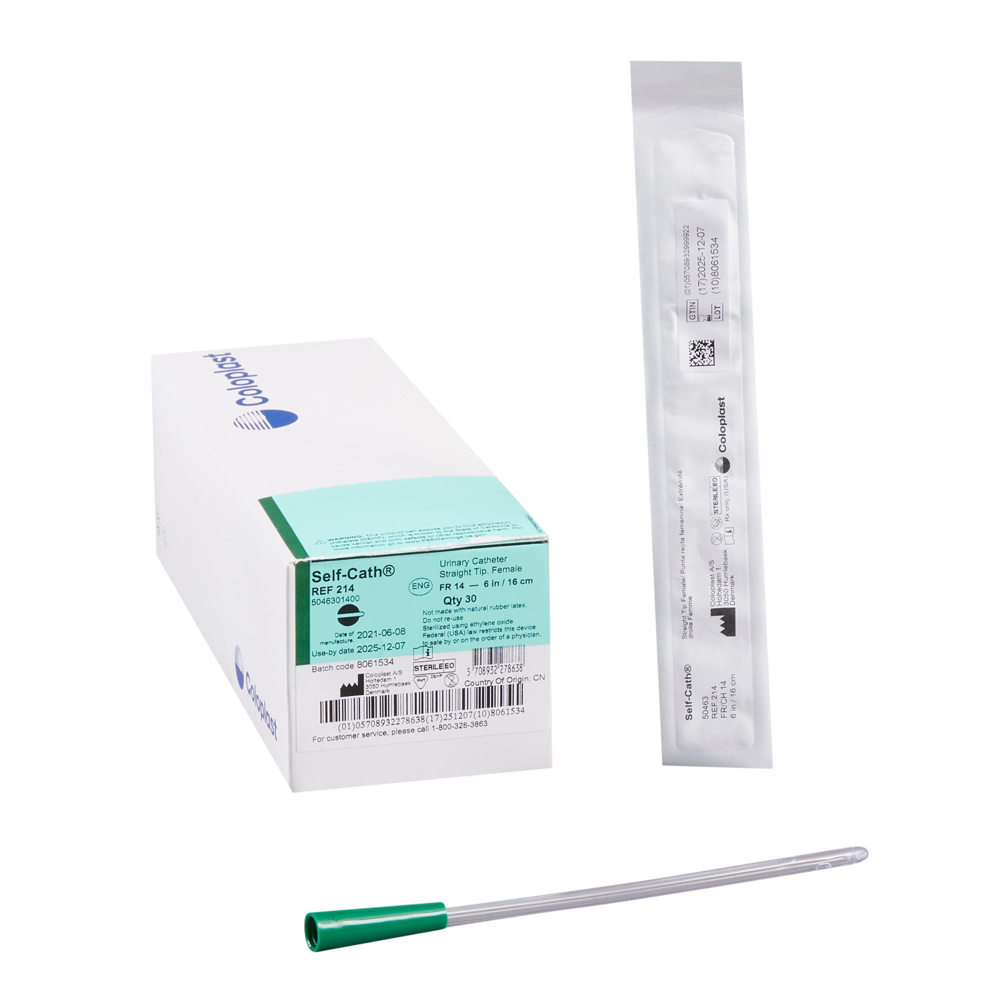 Self-Cath® Female Urethral Catheter, 14 Fr, Straight Tip