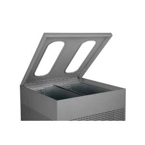 Rubbermaid Commercial, Silhouettes, Dual Stream, 34 gal, Metal, Silver, Square, Receptacle