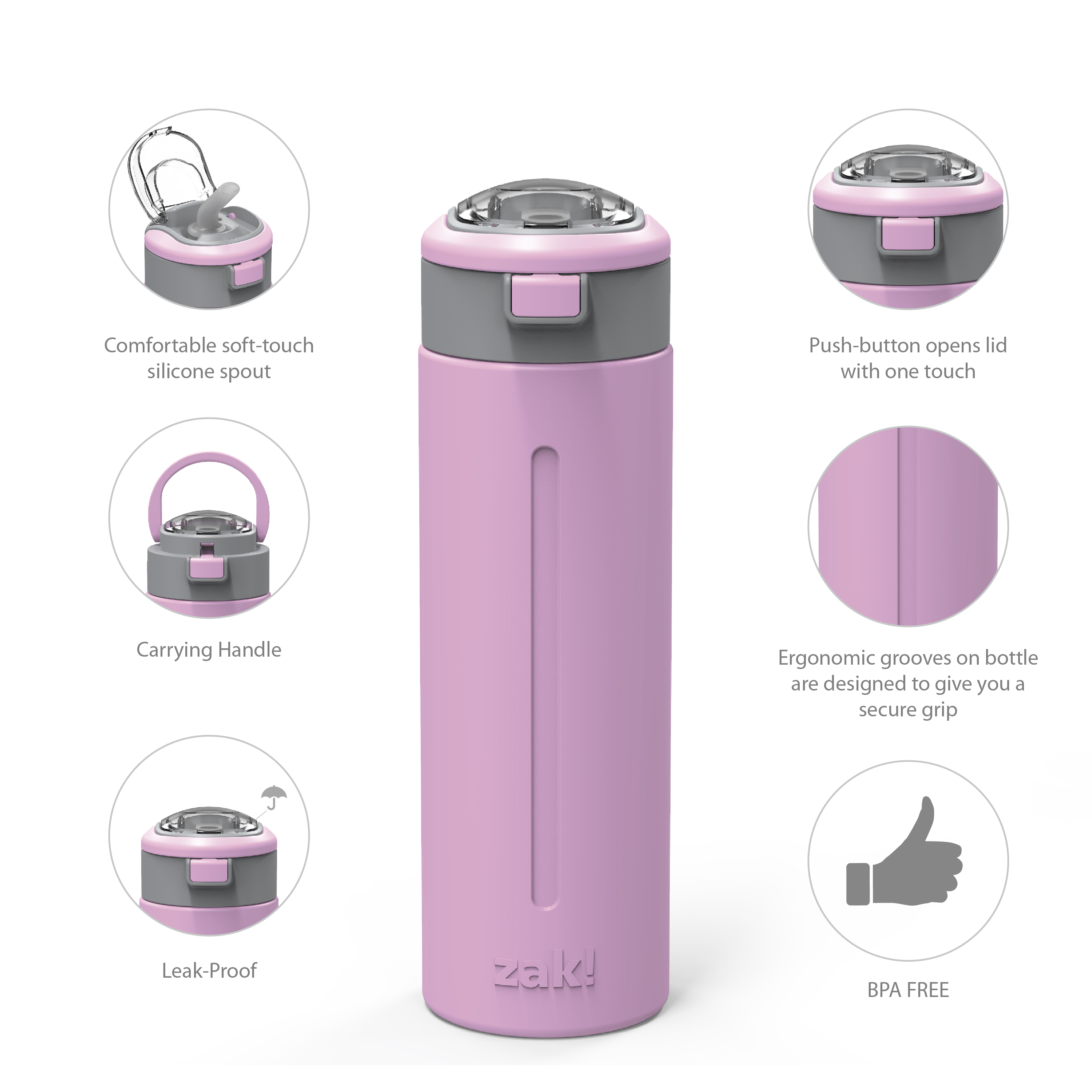Genesis 24 ounce Vacuum Insulated Stainless Steel Water Bottle, Lilac slideshow image 7 Genesis 24 ounce Vacuum Insulated Stainless Steel Water Bottle, Lilac slideshow image 7