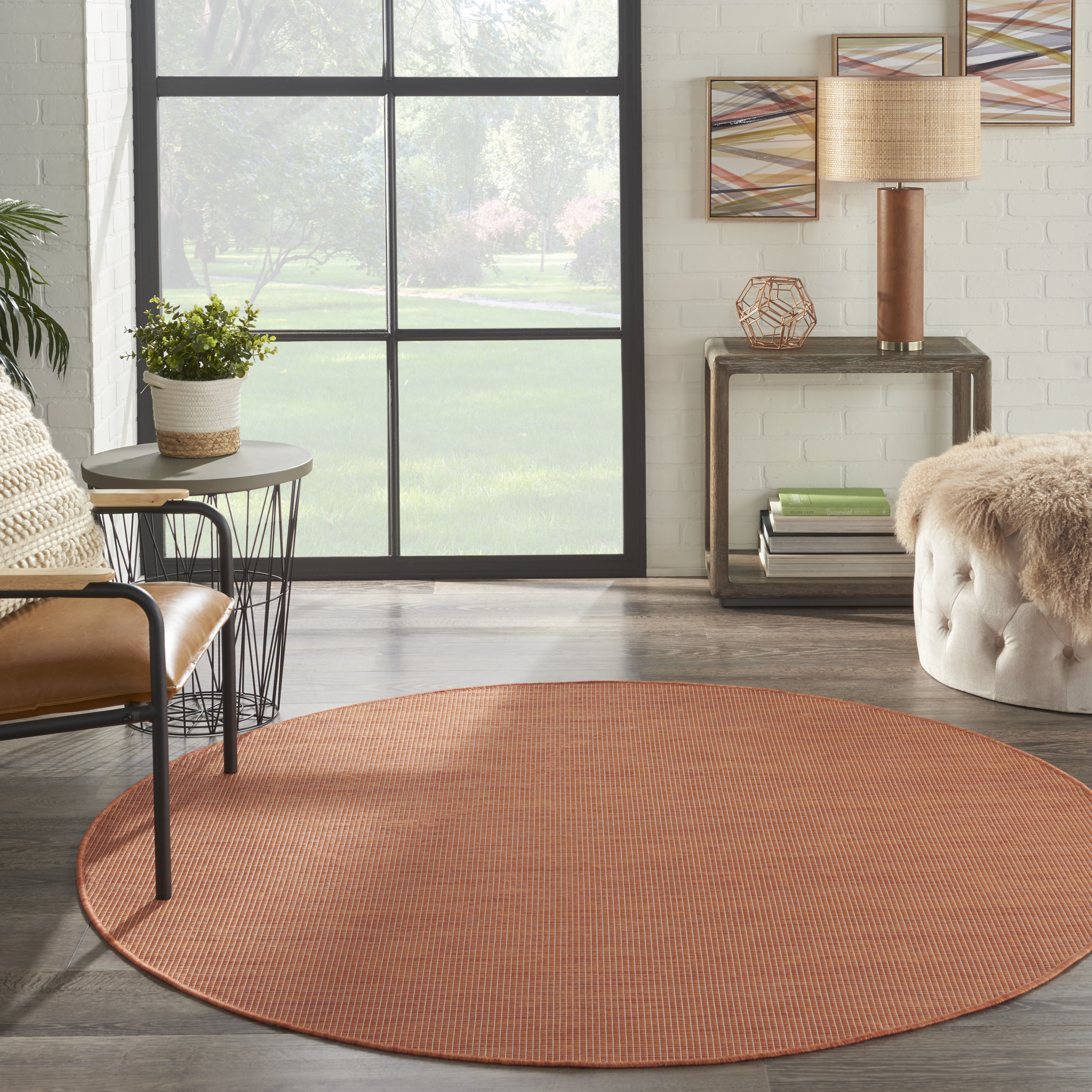Nourison Positano 6' x Round Terracotta Modern Rug