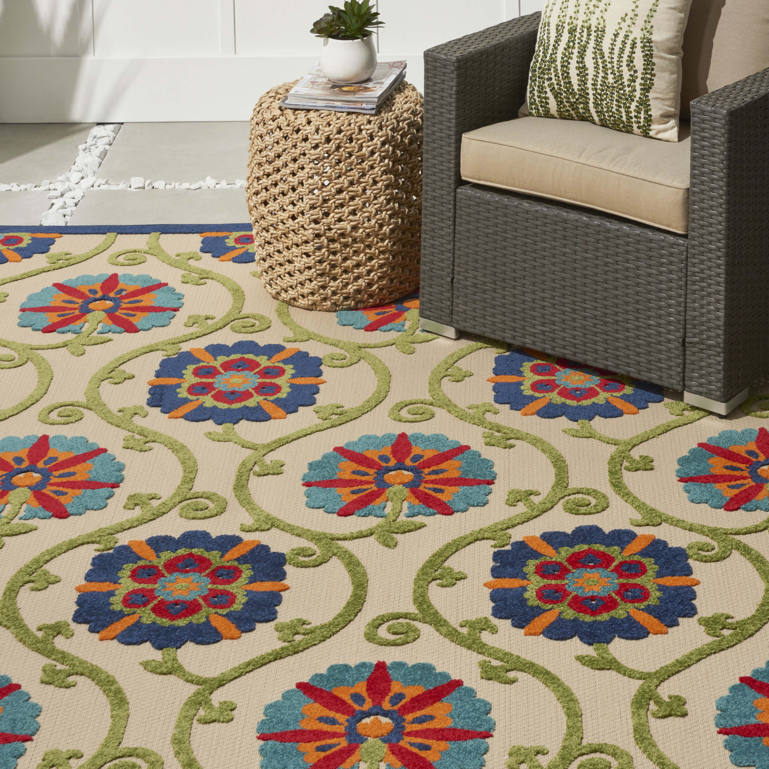 Nourison Aloha 7' x 10' Blue Multicolor Contemporary Rug
