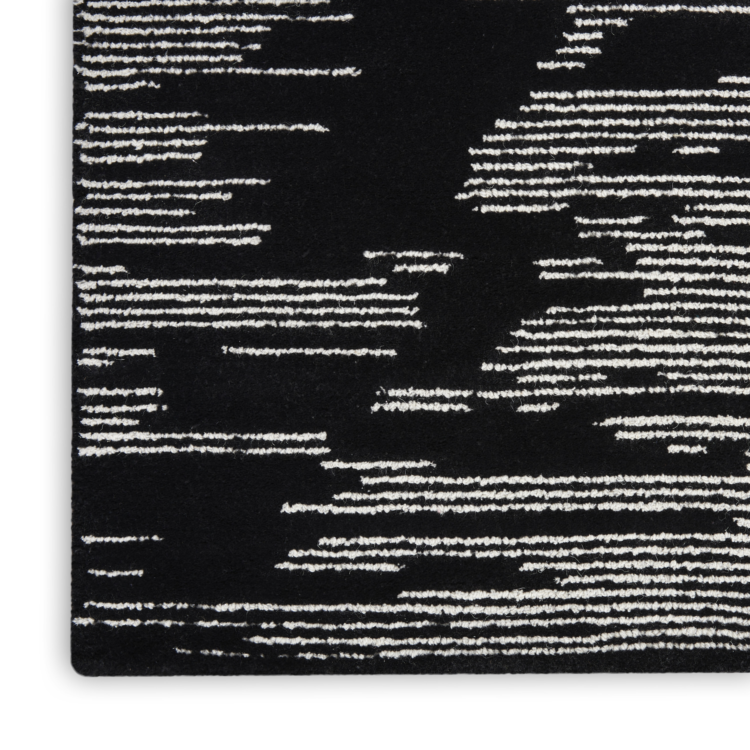 Michael Amini Ma30 Star 7'9" x 9'9" Black Ivory Modern Indoor Rug