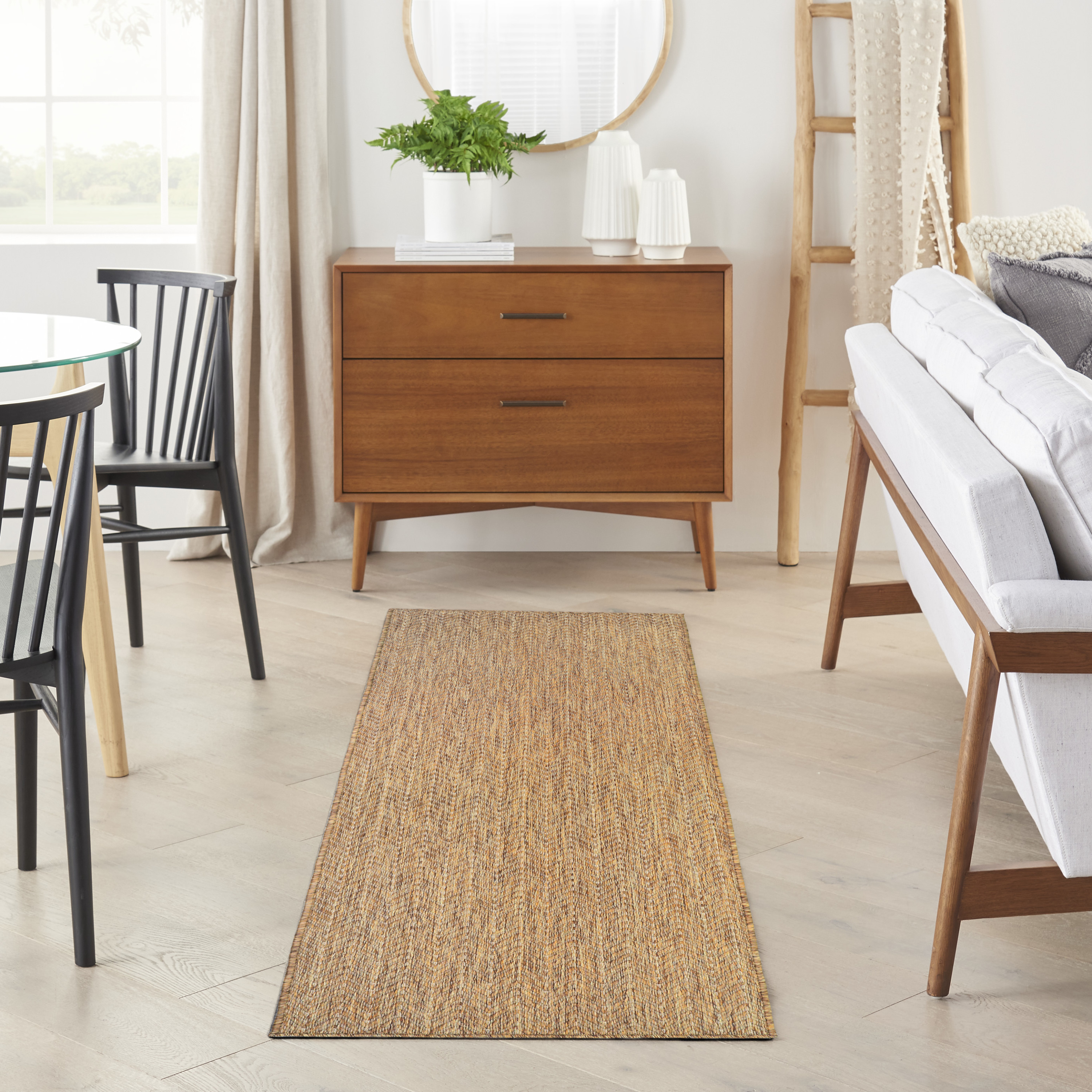 Nourison Horizon Indoor/Outdoor 2'2" x 8' Natural Modern Rug