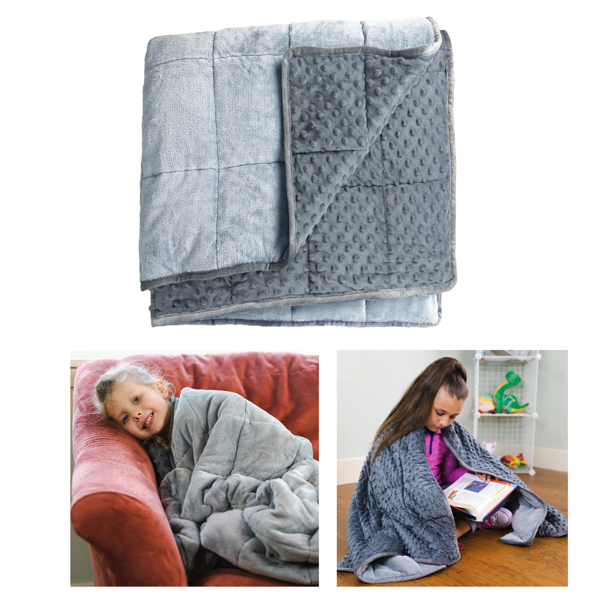 Bouncyband Sensory Weighted Dual Texture Shoulder Wrap for Kids, 40" x 12"