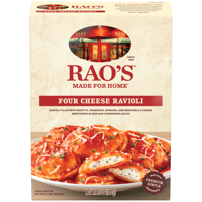 Four Cheese Ravioli Frozen Meal, 9.5 oz - Back Image