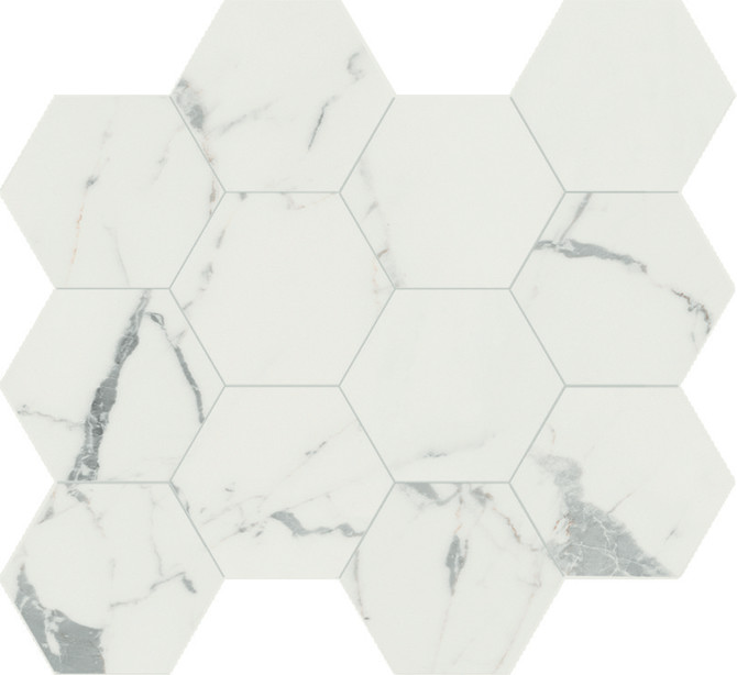 Valentina Statuario 11×13 Hexagon Mosaic Polished