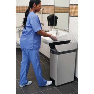 Rubbermaid Commercial, Impressions, 13 gal, Metal, Black, Rectangle, Receptacle