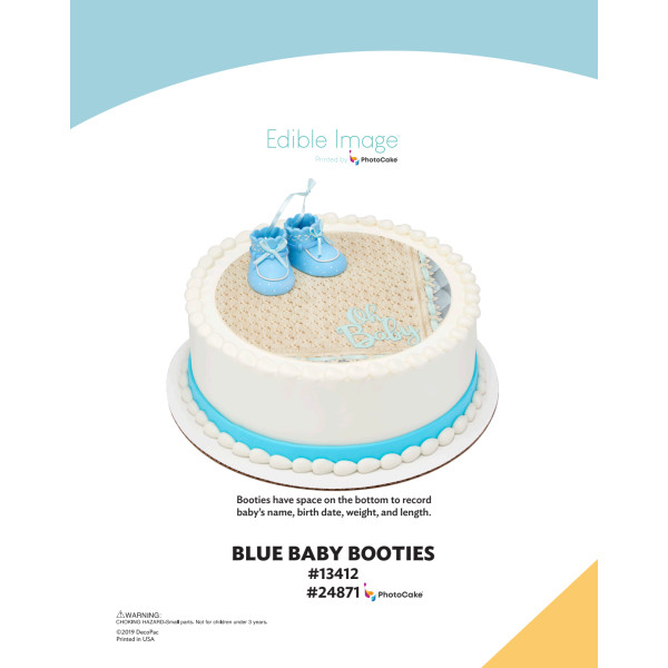 Blue Baby Booties The Magic of Cakes® PhotoCake® Enhanced Round Background Page