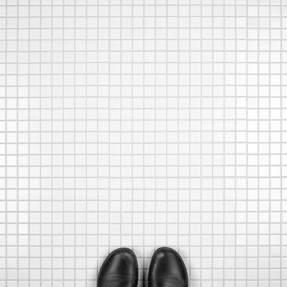 Sample – Metro 1″ Square Matte White Porcelain Mosaic Tile