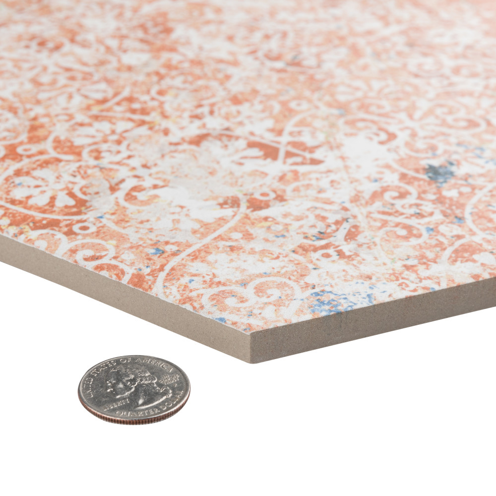 Emotion Hex Red 9-7/8 in. x 11-1/4 in. Porcelain Floor and Wall Tile