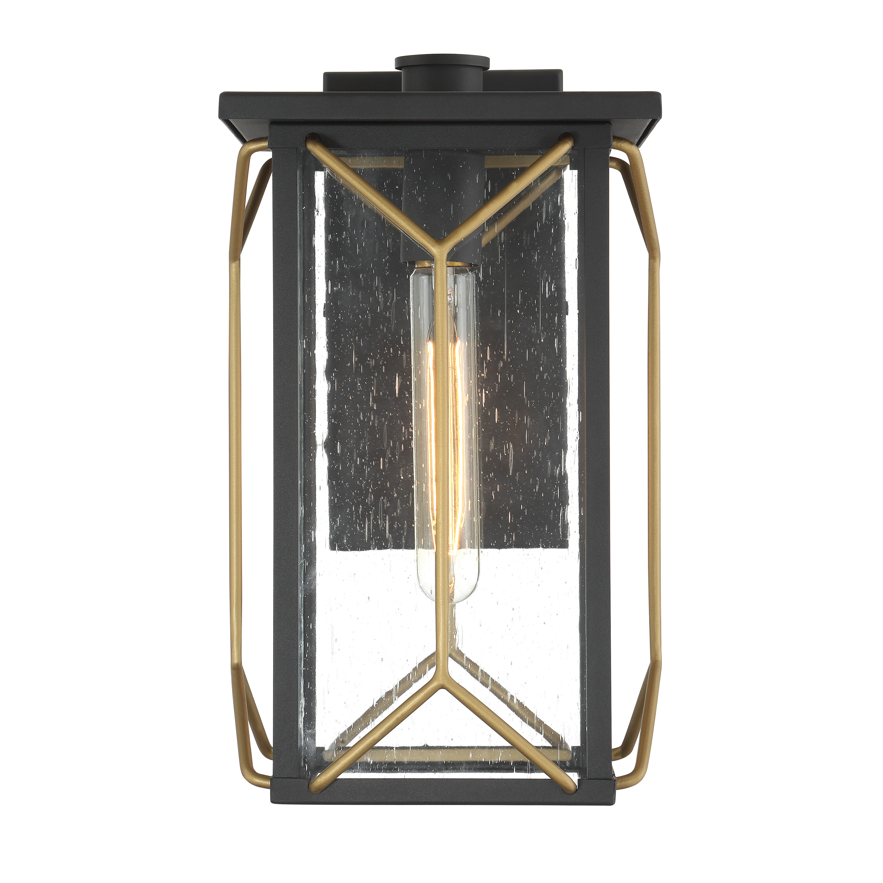 1 Light Outdoor Wall in Sand Coal and Mystic Gold Finish with Clear Seeded Glass - alternate view