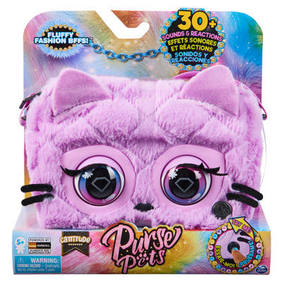 Purse Pets, Cattitude Interactive Pet and Handbag with over 30 Sounds and Reactions, Kids Toys for Girls Ages 5 and up